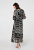 Black | Floral Patchwork Print Long Dress
