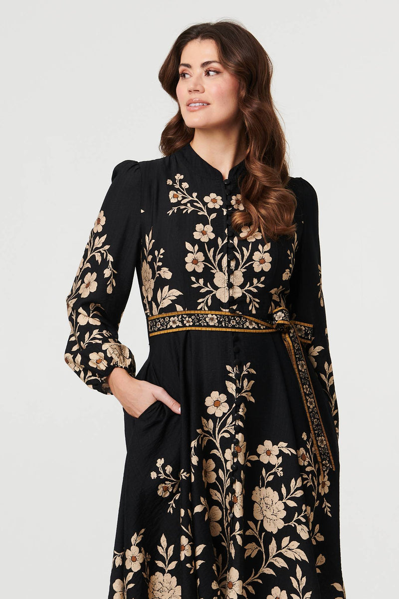 Floral Tie Waist A-Line Knee Length Dress | Izabel London Floral Tie Waist A-Line Knee Length Dress | Izabel London