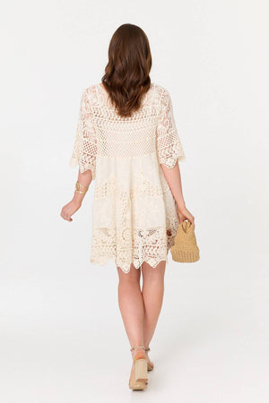 Ivory | Semi Sheer Crochet Texture Cover-Up