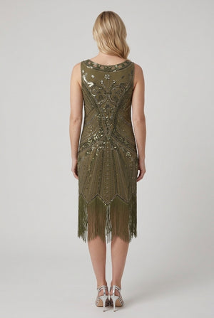 Green | Embellished Tassel Hem Midi Dress