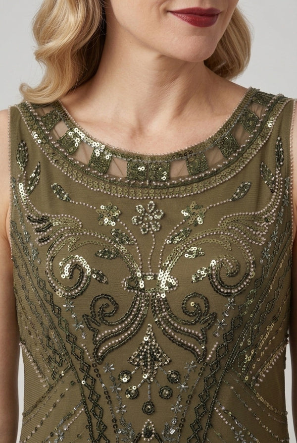Green | Embellished Tassel Hem Midi Dress
