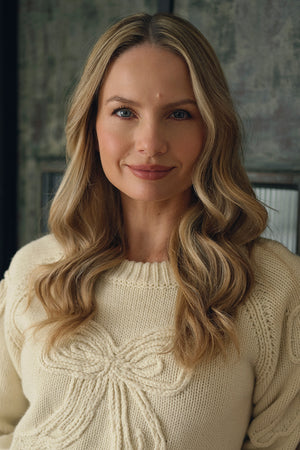 Cream | Bow Embroidered Long Sleeve Jumper