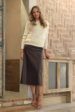 Cream | Rose Texture Embellished Jumper : Model is 5'10