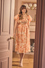 Orange | Leaf Print Short Puff Sleeve Midi Dress: Model is 5'9