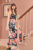 Black | Floral Wave Trim Sleeveless Maxi Dress : Model is 5'9