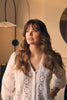 White | Lace Trim 3/4 Sleeve V-Neck Blouse