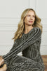 Silver | Abstract Print Long Sleeve Ruched Midi Dress
