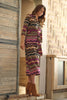 Purple | Chevron Print Tie Waist Midi Shirt Dress : Model is 5'9