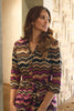 Purple | Chevron Print Tie Waist Midi Shirt Dress
