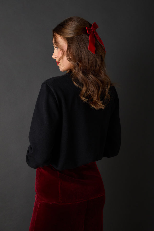 Black | Sparkly Bow Detail Long Sleeve Jumper