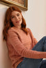 Pink | Striped Long Sleeve Textured Knit Jumper : Model is 5'9