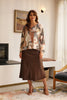 Grey | Abstract Print Long Sleeve Knit Top : Model is 5'9