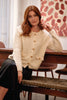Cream | Textured Knit Metallic Button Cardigan