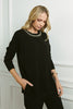 Black | Embellished Neck Relaxed Jumper : Model is 5'10