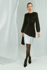 Black | Semi Sheer Sparkly Long Sleeve Blouse : Model is 5'10