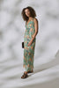 Green | Butterfly Print V-Neck Empire Maxi Dress : Model is 5'8