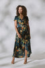 Teal | Floral High Low Wrap Maxi Dress : Model is 5'8