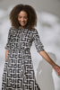 Black | Printed Tie Waist Midi Shirt Dress : Model is 5'8