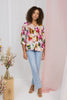 Blue | Floral Pocket Patch Straight Fit Jeans : Model is 5'8