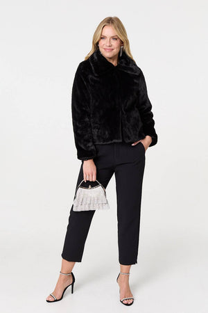 Black | Faux Fur Cropped Jacket