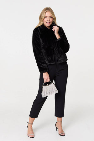Black | Faux Fur Cropped Jacket