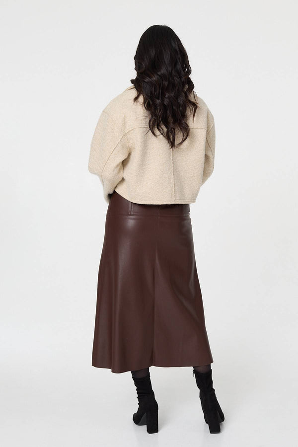 Beige | Collared Pocket Front Cropped Jacket
