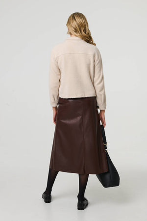 Beige | Flannel Cropped Pocket Front Shacket
