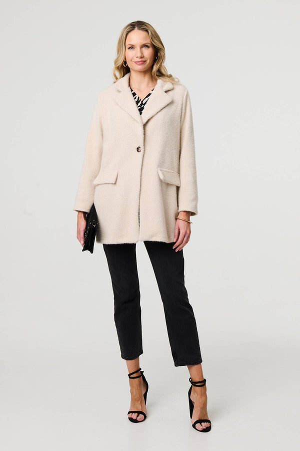Beige | Soft Texture Pocket Detail Blazer Jacket
