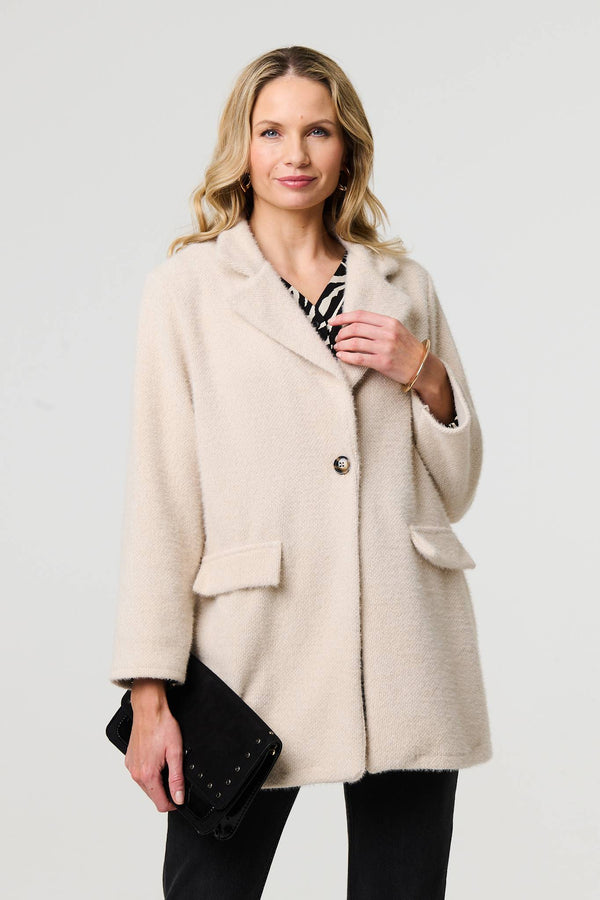 Beige | Soft Texture Pocket Detail Blazer Jacket
