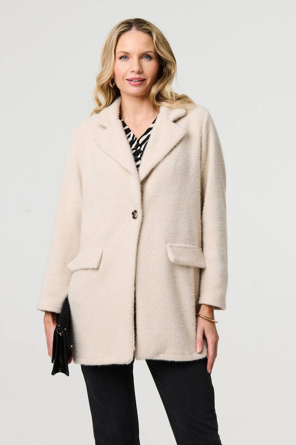 Beige | Soft Texture Pocket Detail Blazer Jacket
