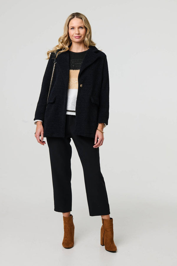 Black | Soft Texture Pocket Detail Blazer Jacket
