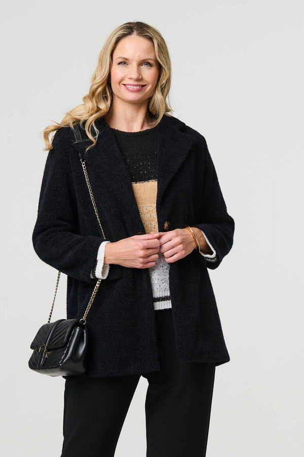 Black | Soft Texture Pocket Detail Blazer Jacket
