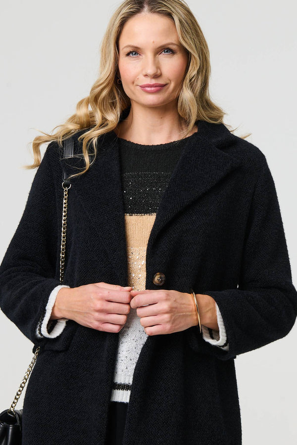 Black | Soft Texture Pocket Detail Blazer Jacket
