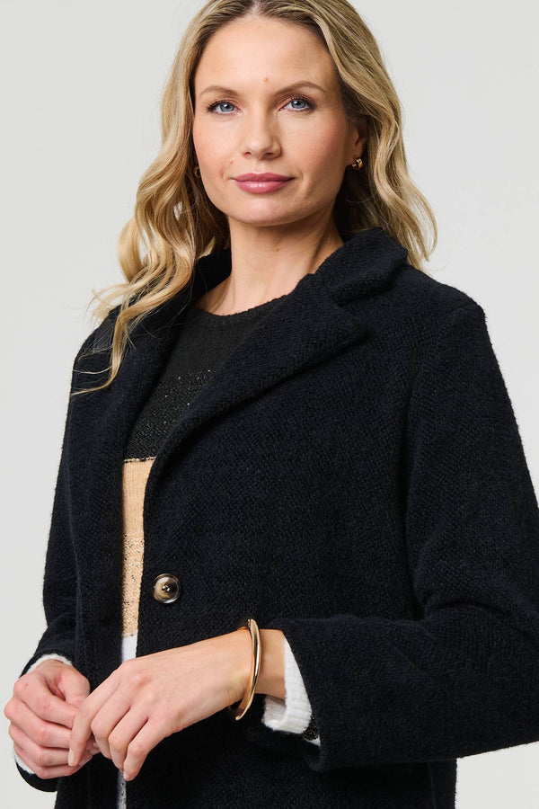 Black | Soft Texture Pocket Detail Blazer Jacket
