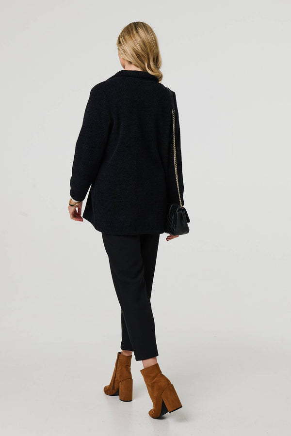 Black | Soft Texture Pocket Detail Blazer Jacket
