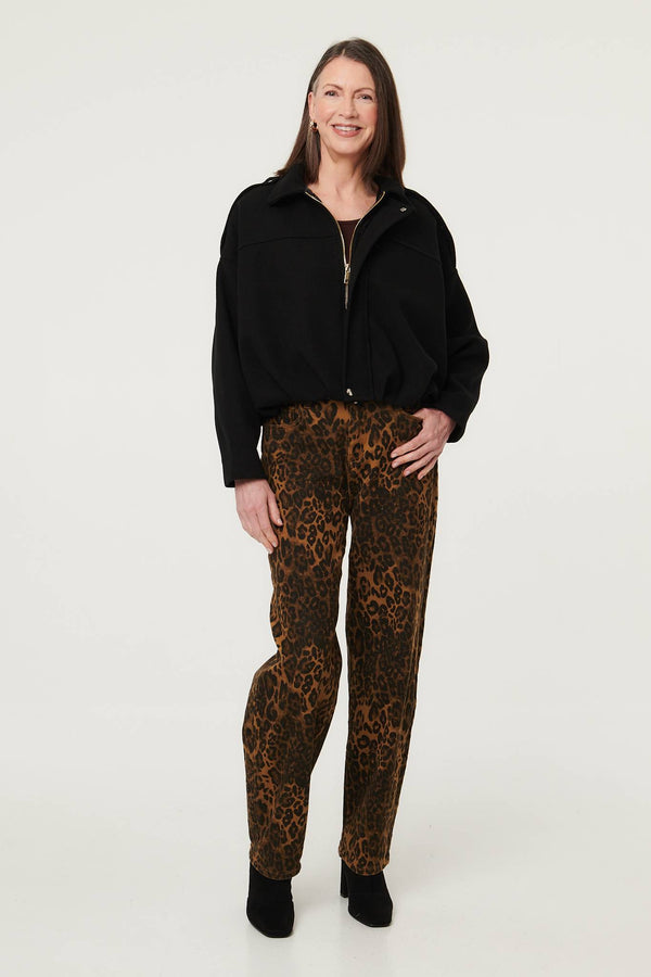 Black | Faux Suede Ruched Relaxed Bomber Jacket
