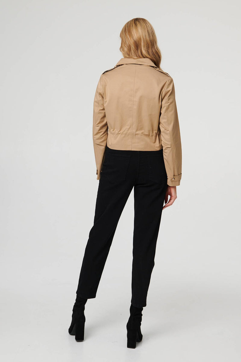 Buckled Pocket Detail Cropped Jacket | Izabel London