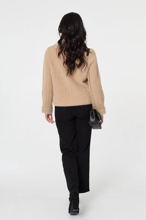 Beige | Textured Button Front Boxy Shacket
