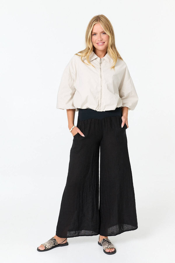 Beige | Zip Front 3/4 Sleeve Cropped Jacket