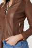 Tan | Zip Front Faux Leather Jacket