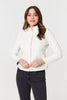 White | Zip Front Faux Leather Jacket : Model is 5'9