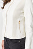 White | Zip Front Faux Leather Jacket