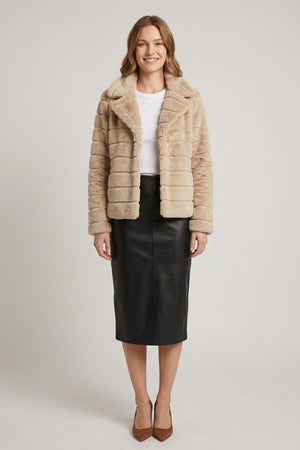 Beige | Faux Fur Cropped Jacket