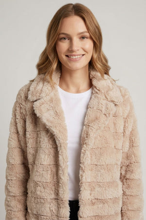 Beige | Faux Fur Cropped Jacket