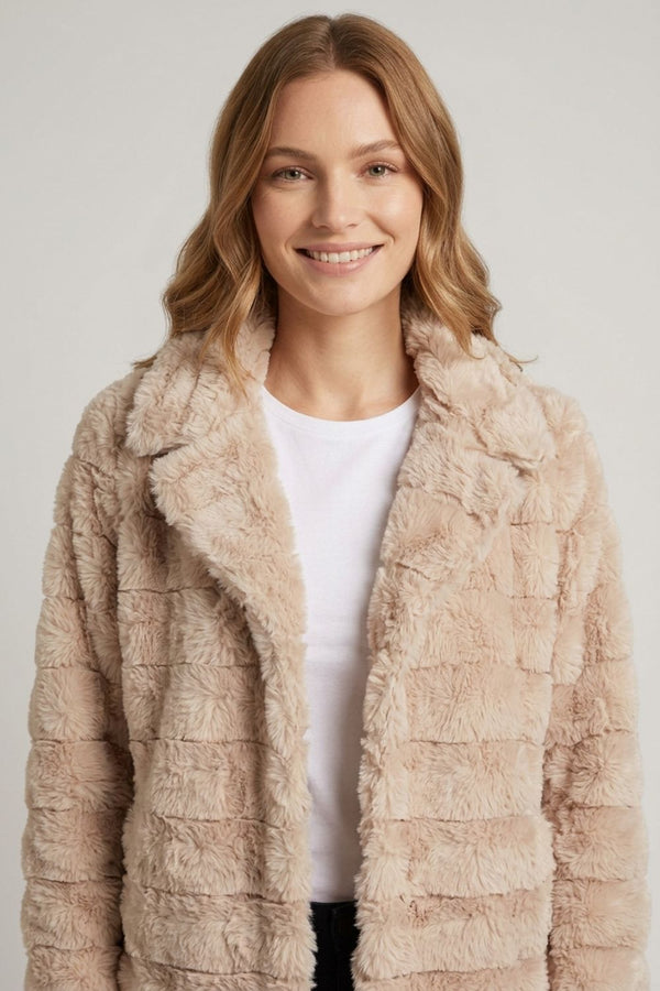 Beige | Faux Fur Cropped Jacket