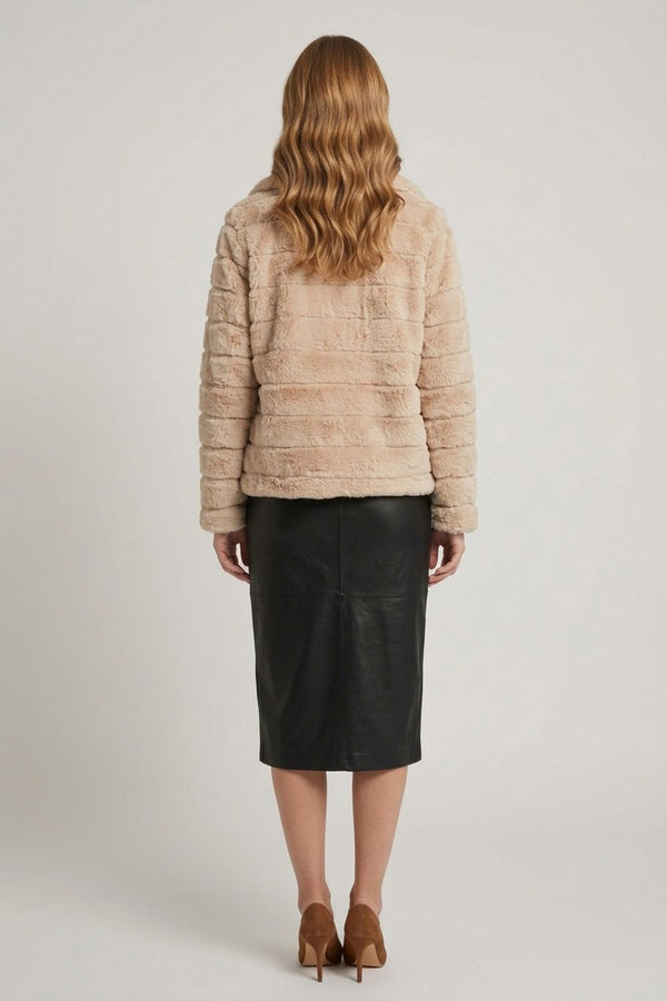 Beige | Faux Fur Cropped Jacket