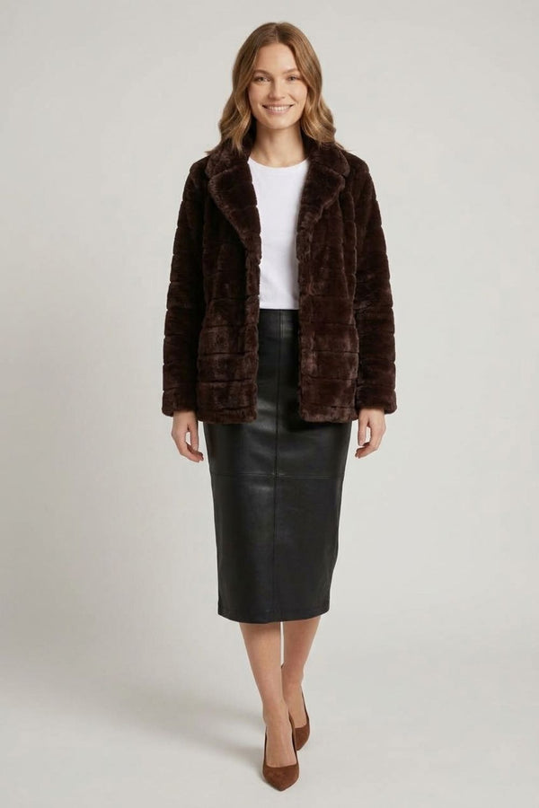 Brown | Faux Fur Cropped Jacket