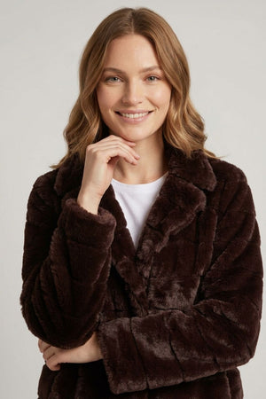 Brown | Faux Fur Cropped Jacket