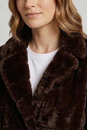 Brown | Faux Fur Cropped Jacket