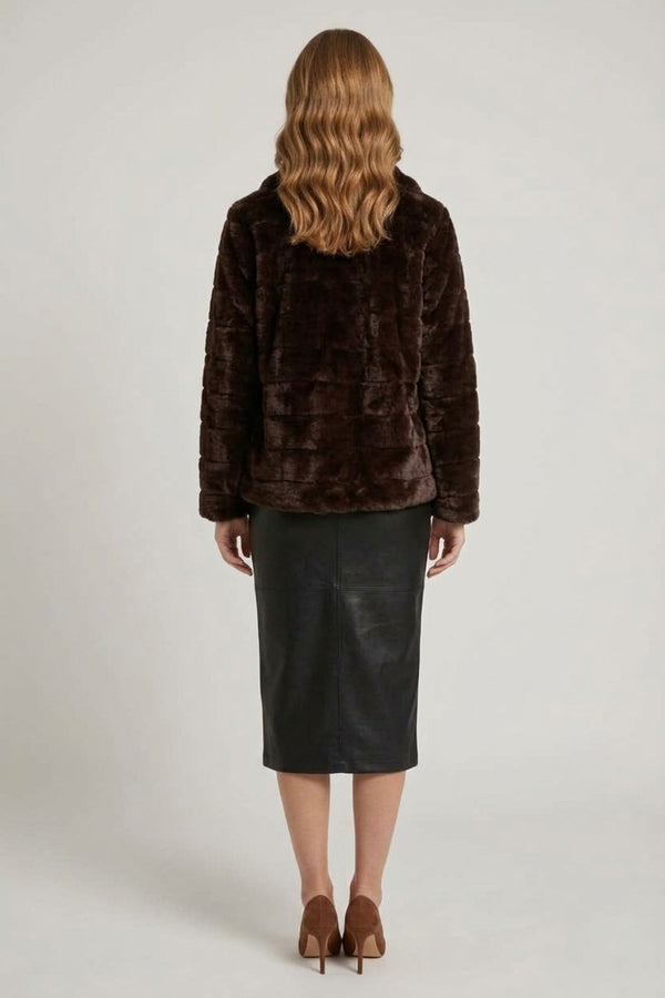 Brown | Faux Fur Cropped Jacket